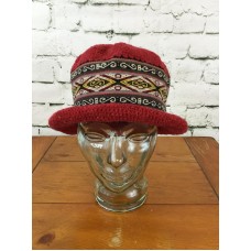 Mujers One Sz Hat Red Printed Belted Knit Derby Winter Cap  eb-94986674